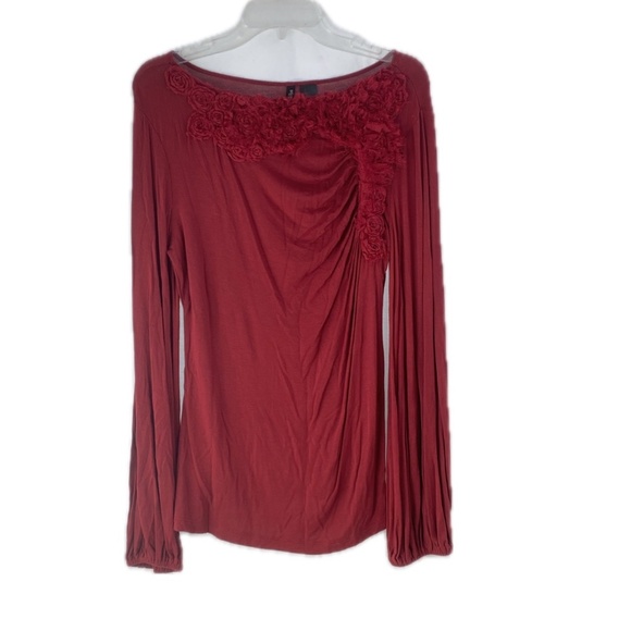 Bisou Bisou - Women's - Red - Blouse - Top - Long Sleeve - Shirt - Size: Large - Picture 1 of 8